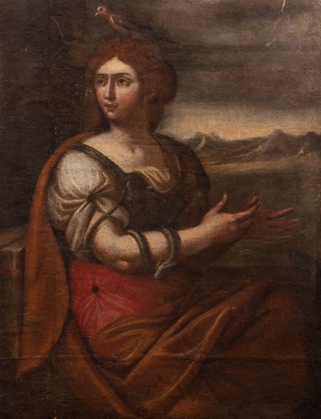 Scuola italiana, secolo XVII : Figura allegorica femminile  - Asta Incanti d'Arte - Associazione Nazionale - Case d'Asta italiane