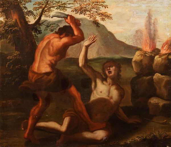 Scuola italiana, secolo XVII : Caino e Abele  - Asta Incanti d'Arte - Associazione Nazionale - Case d'Asta italiane