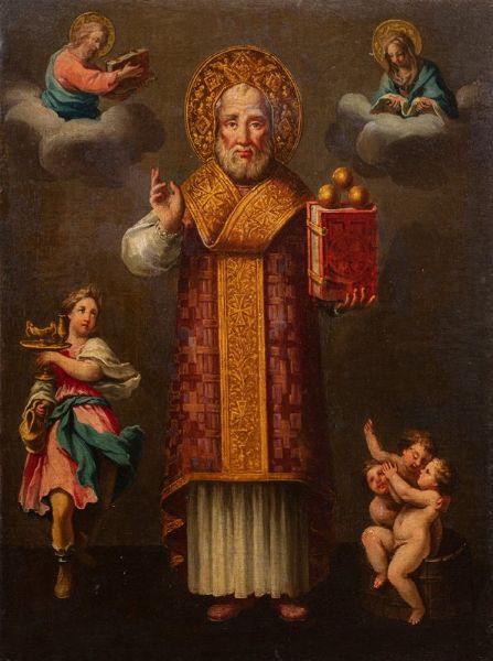 Pittore popolare, secolo XIX : Icona con San Nicola  - Asta Incanti d'Arte - Associazione Nazionale - Case d'Asta italiane