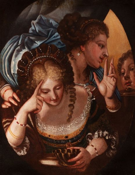 Scuola veneta, secolo XVII : Scena allegorica o vanitas  - Asta Incanti d'Arte - Associazione Nazionale - Case d'Asta italiane