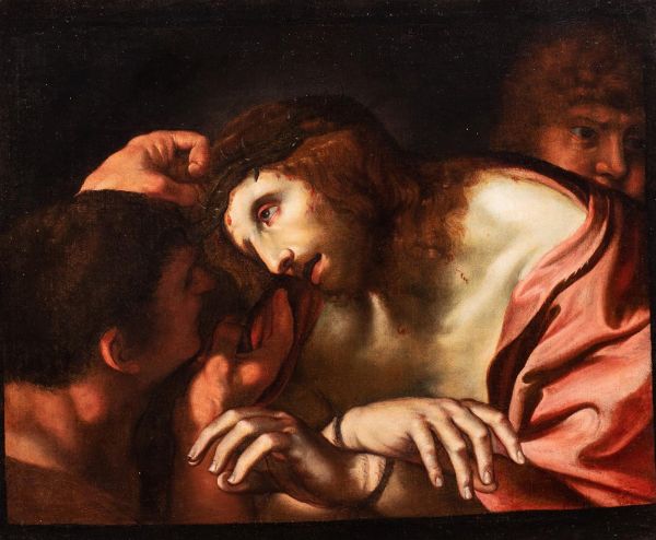 Seguace di Annibale Carracci : Cristo deriso  - Asta Incanti d'Arte - Associazione Nazionale - Case d'Asta italiane