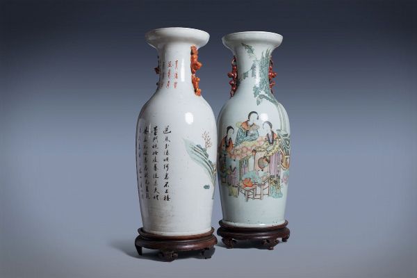 Coppia di vasi in porcellana, Cina, secolo XIX  - Asta Incanti d'Arte - Associazione Nazionale - Case d'Asta italiane