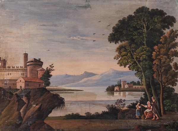 Scuola italiana, secolo XVIII : Due paesaggi  - Asta Incanti d'Arte - Associazione Nazionale - Case d'Asta italiane