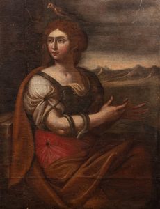 Scuola italiana, secolo XVII - Figura allegorica femminile