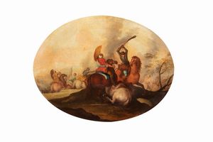 Scuola dell'Italia settentrionale, secolo XVIII : Due scene di battaglia  - Asta Incanti d'Arte - Associazione Nazionale - Case d'Asta italiane