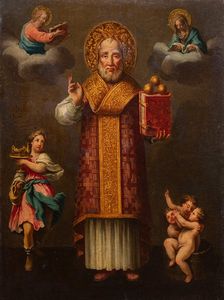 Pittore popolare, secolo XIX - Icona con San Nicola