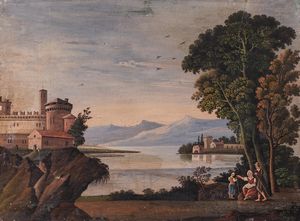 Scuola italiana, secolo XVIII : Due paesaggi  - Asta Incanti d'Arte - Associazione Nazionale - Case d'Asta italiane