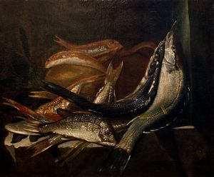 Scuola napoletana , secolo XVII - Trionfo di pescato