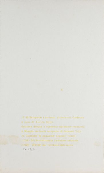 CALDERARA ANTONIO (1903 - 1978) : Cartella composta da n.16 fogli.  - Asta ASTA 282 - ARTE MODERNA E CONTEMPORANEA (online) - Associazione Nazionale - Case d'Asta italiane