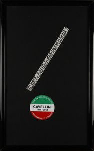 CAVELLINI GUGLIELMO ACHILLE (1914 - 1990) - Frammento di tessuto di pantaloni scritti.