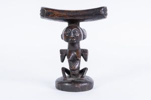 Arte africana - Poggiatesta antropomorfo, Luba R.D. Congo