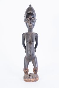 Arte africana - Scultura raffigurante madre con figlio, Baoul Costa d'Avorio