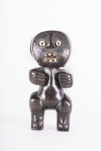 Arte africana - Figura in ebano e osso, Lega R.D.Congo