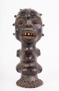 Arte africana - Cimiero in pelle, Ekoi Nigeria