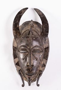 Arte africana - Maschera kpelie in bronzo, Senufo Costa d'Avorio