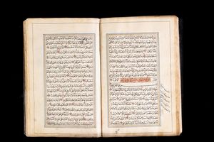 Arte Islamica : Corano Qajar persiano, datato 1241 AH (1826 AD) e firmato Muhammad Hasan  - Asta ASTA 286 - ARTE ISLAMICA E INDIANA include dipinti orientalisti - Associazione Nazionale - Case d'Asta italiane