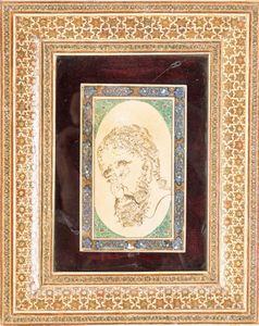 Arte Islamica - Ritratto composito di Hafez su avorio  Persia, XIX secolo