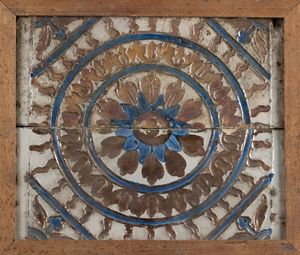 Arte Islamica - Pannello di mattonelle Ispano moresche  Spagna, Valencia o Siviglia, XVI-XVII secolo