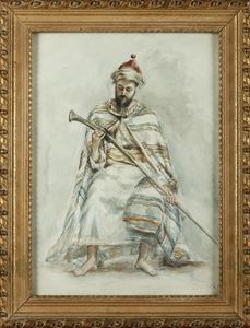Arte Islamica - Ritratto di circasso Acquarello su carta