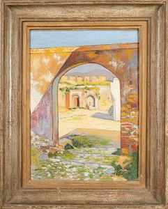 Arte Islamica - Scorcio di Tangeri. Datato 1909 Olio su tela