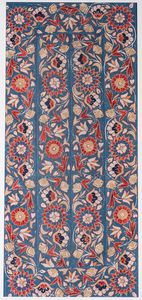 Arte Islamica - Tessuto ricamato con fiori su sfondo blu Persia, tardo XVIII secolo