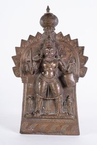 Arte Indiana - Placca Virabhadra in bronzo  India Meridionale, XVIII-XIX secolo