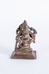 Arte Indiana - Bronzo devozionale raffigurante Ganesh India, XVII secolo