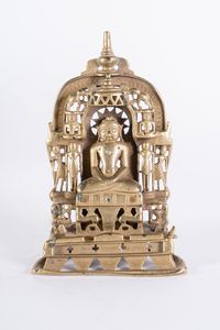 Arte Indiana : Altare Jain in bronzo  India Nord Occidentale, XVII - XVIII secolo  - Asta ASTA 286 - ARTE ISLAMICA E INDIANA include dipinti orientalisti - Associazione Nazionale - Case d'Asta italiane