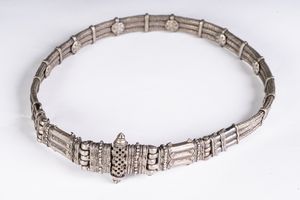 Arte Indiana - Cintura in argento con fili intrecciati (kamarpatti o kandora) India Meridionale, Andhra Pradesh, XIX secolo