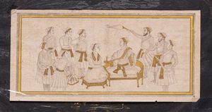 Arte Indiana - Disegno con dettagli in oro  India Settentrionale, stile Mogul, tardo XIX secolo