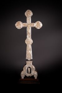 Arte Islamica - Croce da tavolo in legno e madreperla  Gerusalemme, XVIII secolo