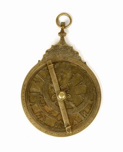 Arte Islamica - Astrolabio persiano in ottone  Iran, tardo XIX secolo