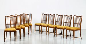 BUFFA PAOLO (1903 - 1970) - (Nello stile di.) Dieci sedie (10)