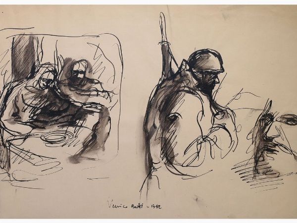 Vinicio Berti : Studio di figure e soldato 1942  - Asta Arte moderna e contemporanea - Associazione Nazionale - Case d'Asta italiane