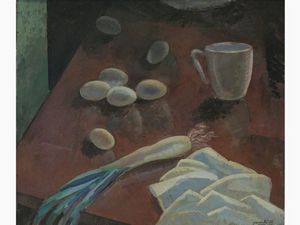 Quinto Martini : Natura morta con uova  - Asta Arte moderna e contemporanea - Associazione Nazionale - Case d'Asta italiane