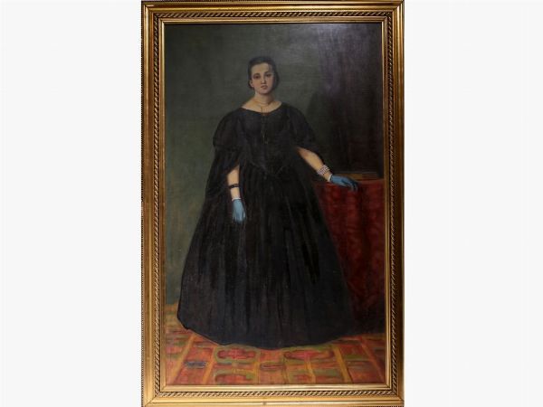 Ritratto di donna in abito nero  - Asta Arredi e dipinti antichi - Associazione Nazionale - Case d'Asta italiane