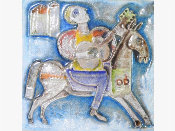 Placca in ceramica invetriata, De Simone  - Asta Arredi e dipinti antichi - Associazione Nazionale - Case d'Asta italiane