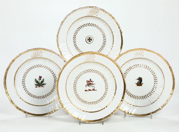 Quattro piatti Inghilterra, XIX secolo  - Asta Ceramiche - Asta a Tempo - Associazione Nazionale - Case d'Asta italiane