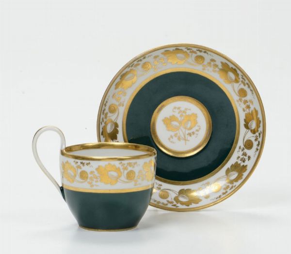 Tazza con piattino Probabilmente Boemia, XIX secolo (Pseudo Vienna?)  - Asta Ceramiche - Asta a Tempo - Associazione Nazionale - Case d'Asta italiane