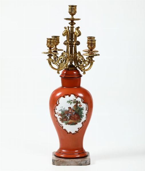 Vaso candelabro Francia, seconda met del XX secolo  - Asta Ceramiche - Asta a Tempo - Associazione Nazionale - Case d'Asta italiane