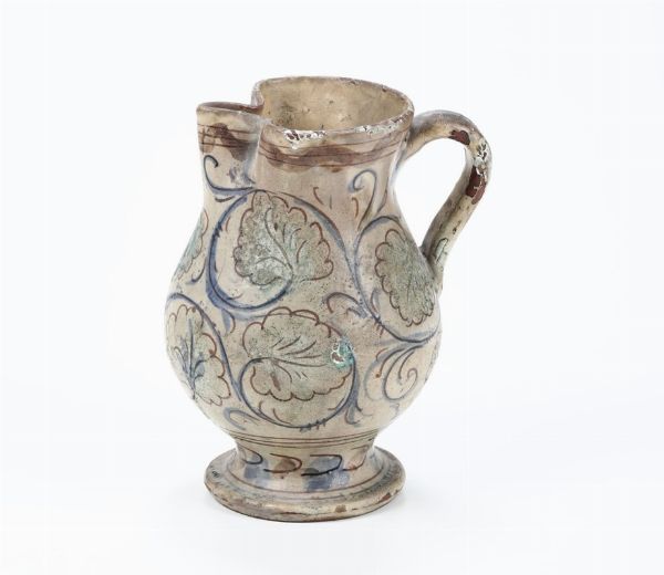 Brocca Italia centrale, probabilmente XVIII-XIX secolo  - Asta Ceramiche - Asta a Tempo - Associazione Nazionale - Case d'Asta italiane