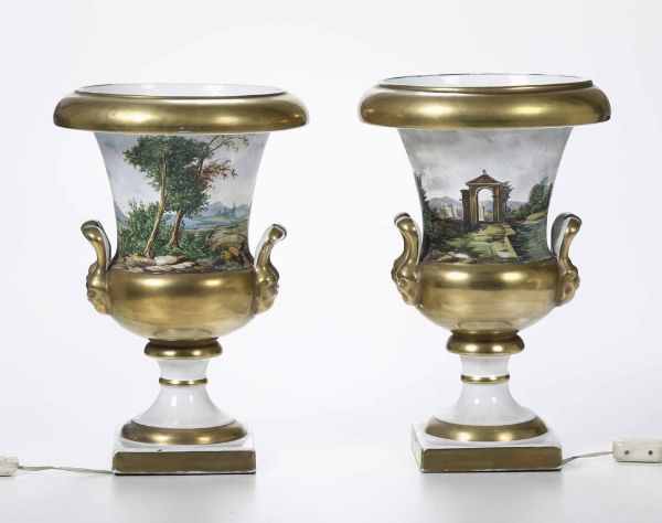 Coppia di vasi, XX secolo  - Asta Ceramiche - Asta a Tempo - Associazione Nazionale - Case d'Asta italiane
