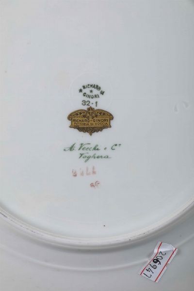 Parte di servizio da tavola Doccia, Manifattura Richard Ginori, secondo quarto del XX secolo  - Asta Ceramiche - Asta a Tempo - Associazione Nazionale - Case d'Asta italiane
