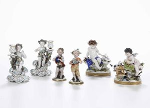 Sei figurine Manifatture diverse, XX secolo  - Asta Ceramiche - Asta a Tempo - Associazione Nazionale - Case d'Asta italiane