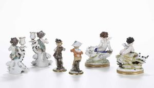 Sei figurine Manifatture diverse, XX secolo  - Asta Ceramiche - Asta a Tempo - Associazione Nazionale - Case d'Asta italiane