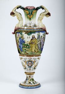 Grande vaso Sesto Fiorentino, Manifattura La Colonnata, verso il 1900  - Asta Ceramiche - Asta a Tempo - Associazione Nazionale - Case d'Asta italiane