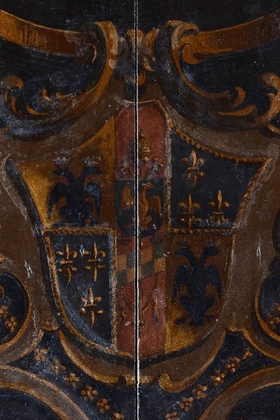 Stemma dipinto su tavola, XVIII secolo  - Asta Dipinti Antichi - Asta a Tempo - Associazione Nazionale - Case d'Asta italiane