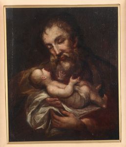 San Giuseppe col Bambino  - Asta Dipinti Antichi - Asta a Tempo - Associazione Nazionale - Case d'Asta italiane