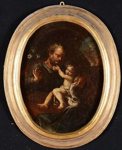 San Giuseppe con Bambino  - Asta Dipinti Antichi - Asta a Tempo - Associazione Nazionale - Case d'Asta italiane