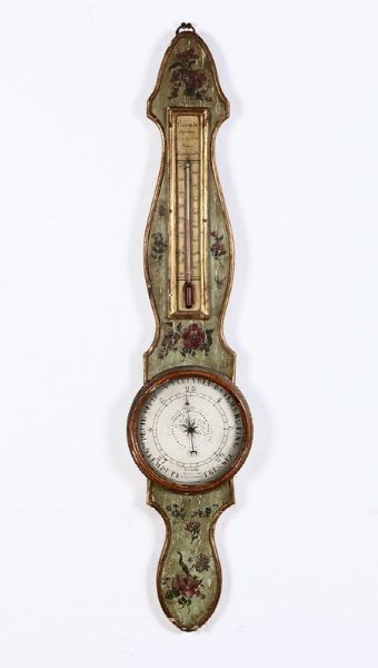 Barometro in legno dipinto, Francia XIX secolo  - Asta Antiquariato III - Asta a Tempo - Associazione Nazionale - Case d'Asta italiane